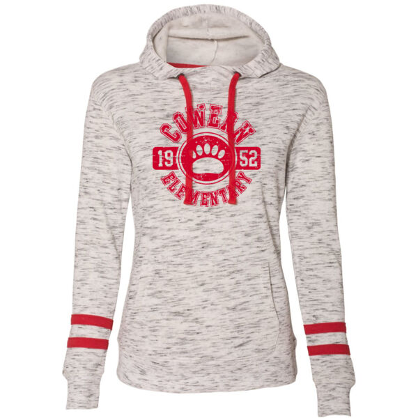 J. America - Women’s Mélange Fleece Hooded Sweatshirt - Printed Logo Thumbnail