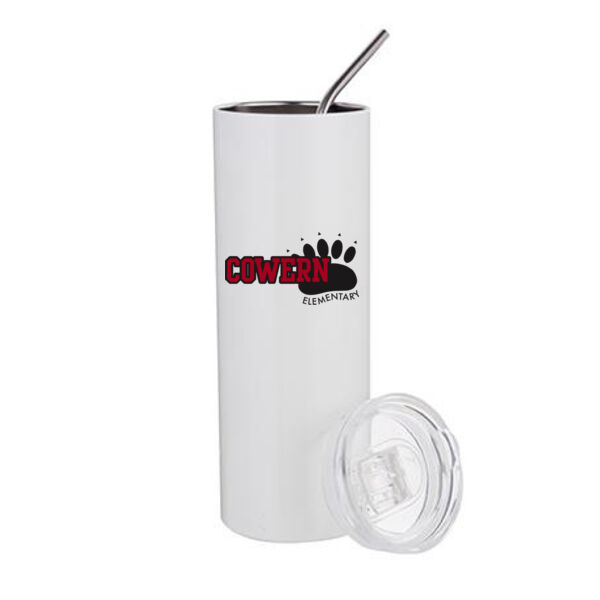 20 Oz Stainless Steel Tumbler with Straw & Lid - Sublimated Logo Thumbnail