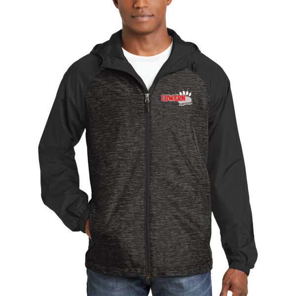 Sport-Tek® Heather Colorblock Raglan Hooded Wind Jacket - Embroidered Logo Thumbnail